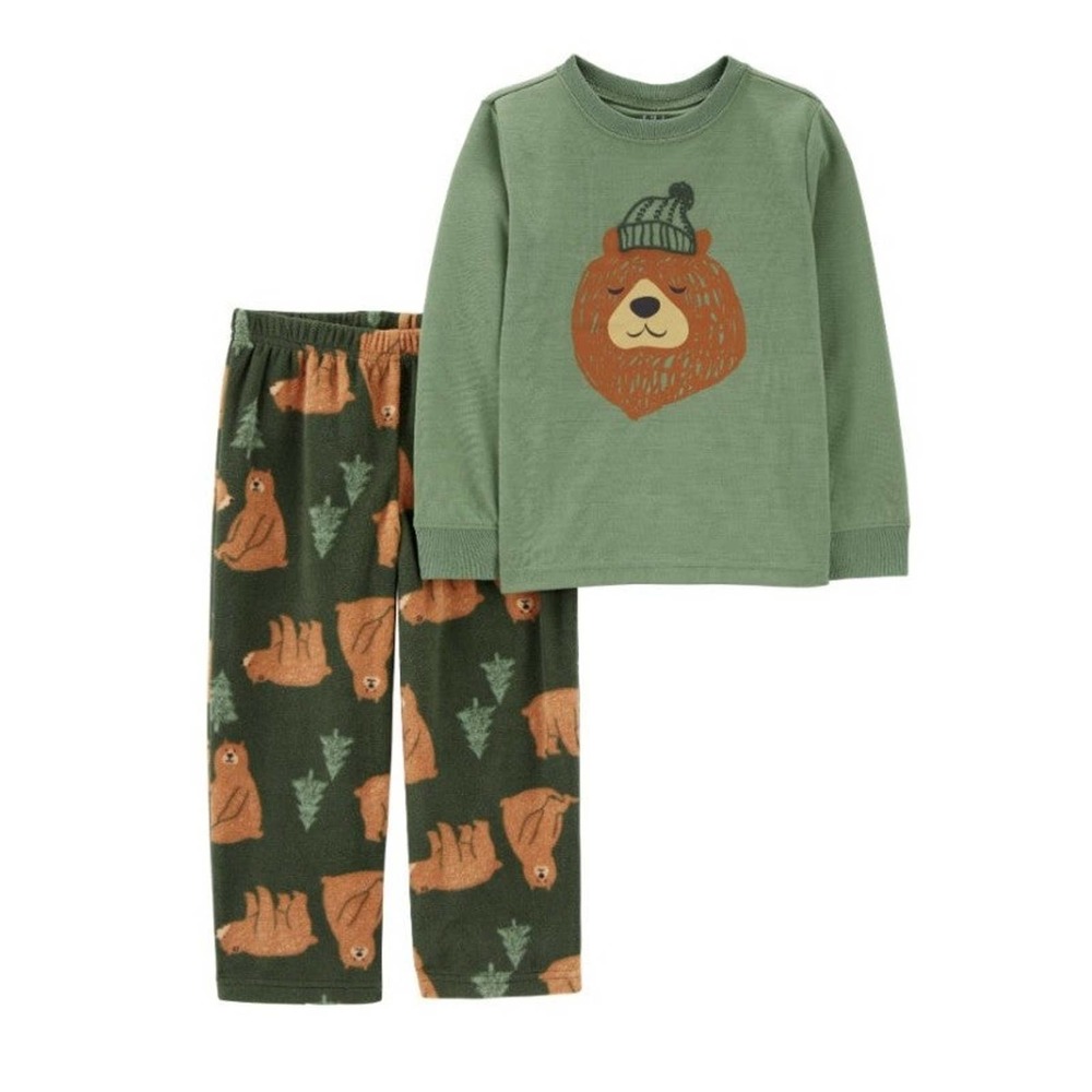 12 months baby boys Carter's pajamas fleece pants Set bear pine tree